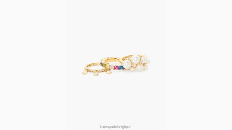 ensemble d'anneaux empilables pluie ou beau temps Kate Spade femmes accessoires D82881122 blanc multicolore
