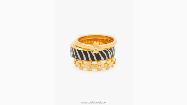 ensemble de bagues empilées à fleurs du patrimoine Kate Spade femmes accessoires D82881253 zèbre