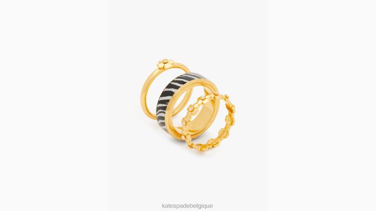 ensemble de bagues empilées à fleurs du patrimoine Kate Spade femmes accessoires D82881253 zèbre