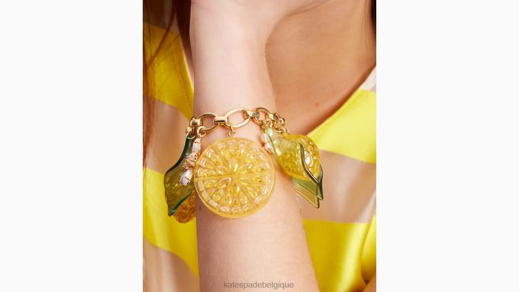 bracelet à breloques fraîchement pressé Kate Spade femmes accessoires D82881000 jaune multicolore