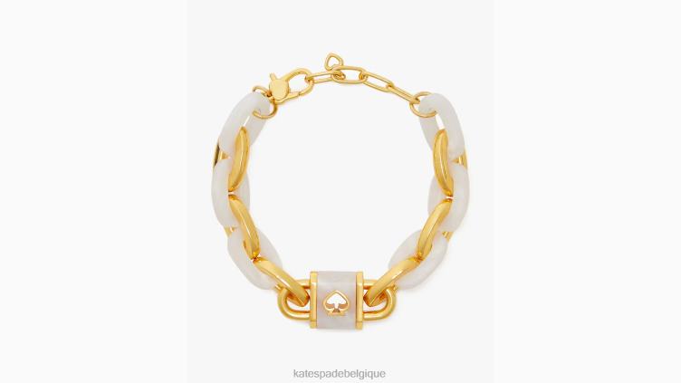 bracelet à cadenas et maillons Kate Spade femmes accessoires D82881022 or blanc.