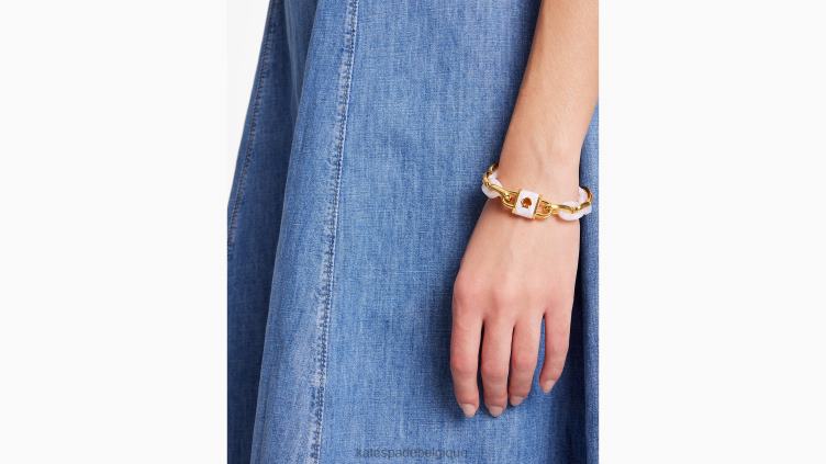 bracelet à cadenas et maillons Kate Spade femmes accessoires D82881022 or blanc.