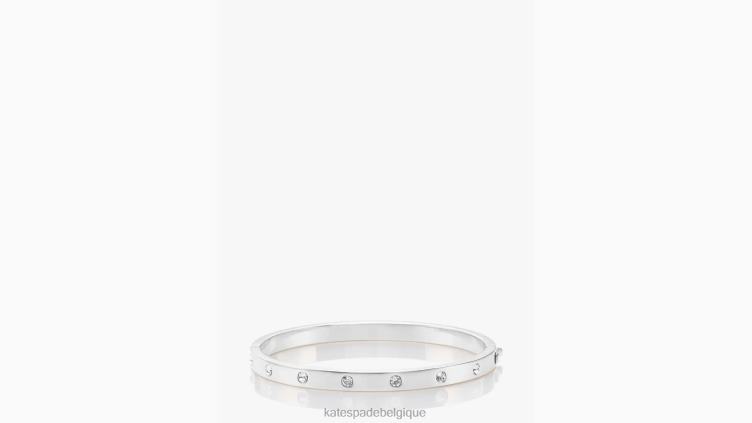 bracelet à charnière serti en pierre Kate Spade femmes accessoires D82881052 clair/argent