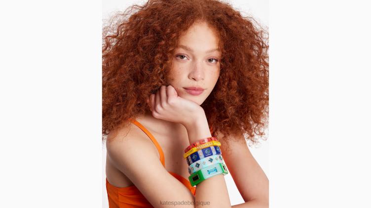 voir des rayures large bracelet hexagonal Kate Spade femmes accessoires D8288977 vert multicolore