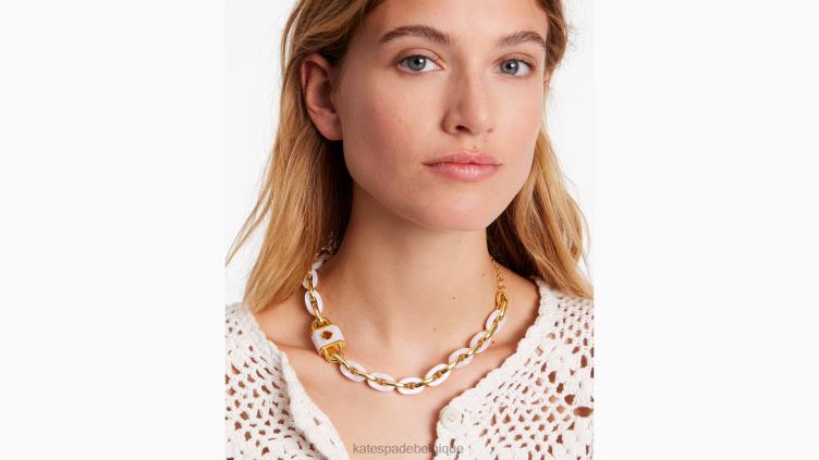 collier à maillons avec cadenas et déclaration Kate Spade femmes accessoires D82881021 or blanc.