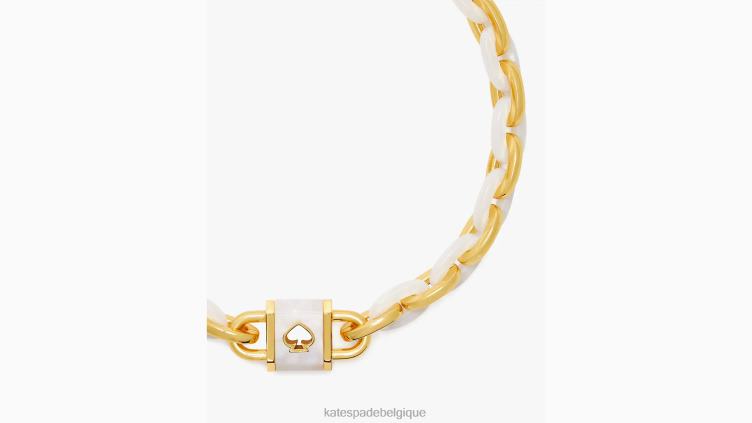 collier à maillons avec cadenas et déclaration Kate Spade femmes accessoires D82881021 or blanc.
