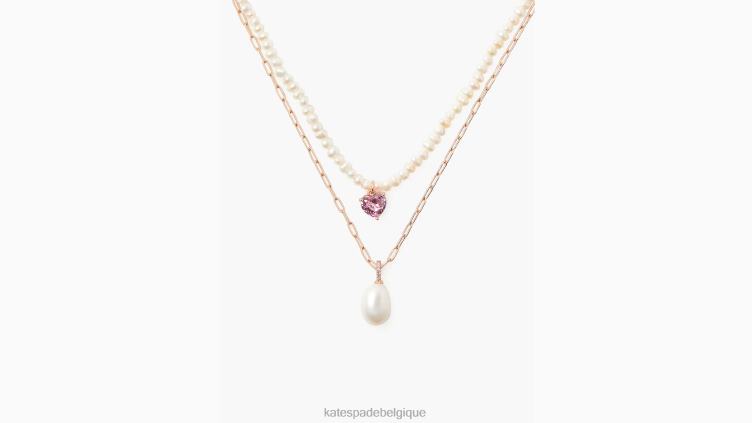 mon collier double brin d'amour Kate Spade femmes accessoires D82881247 rose multicolore