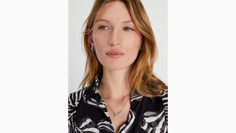 prends un mini pendentif nœud Kate Spade femmes accessoires D82881211 clair/argent