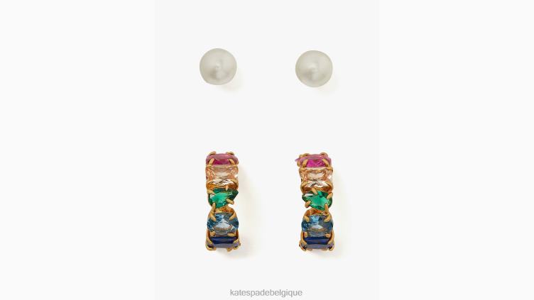 Tu es un coffret Studs & Huggies Kate Spade femmes accessoires D82881236 multi/crème