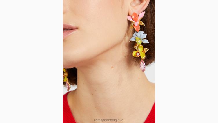 boucles d'oreilles à déclaration de frénésie florale Kate Spade femmes accessoires D82881110 multi