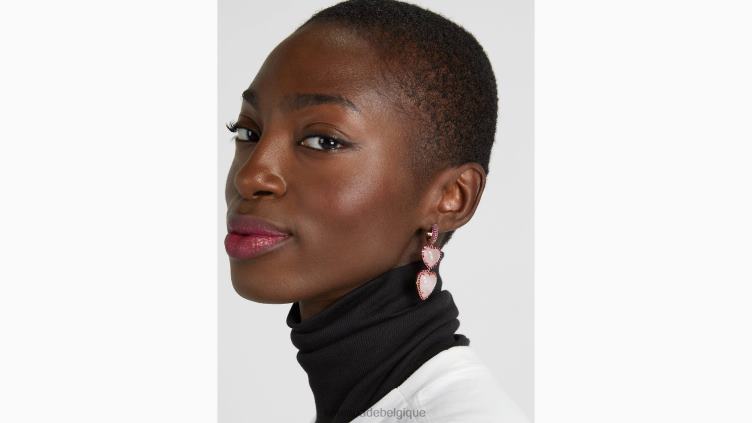 boucles d'oreilles doubles pendantes coeur de coeur Kate Spade femmes accessoires D82881233 rose multicolore