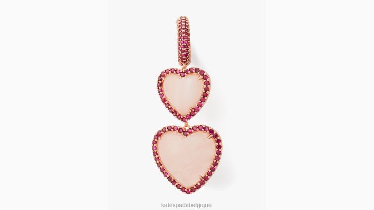 boucles d'oreilles doubles pendantes coeur de coeur Kate Spade femmes accessoires D82881233 rose multicolore