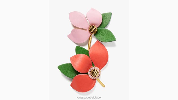 boucles d'oreilles en cuir flower power Kate Spade femmes accessoires D82881015 rouge multicolore