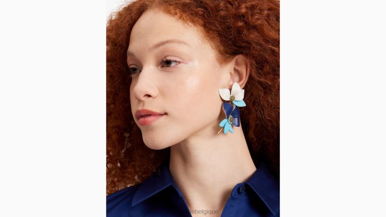 boucles d'oreilles en cuir flower power Kate Spade femmes accessoires D82881016 bleu marine multicolore
