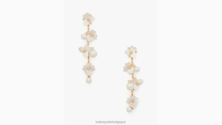 boucles d'oreilles linéaires à déclaration de pensée précieuse Kate Spade femmes accessoires D82881118 blanc multi/or