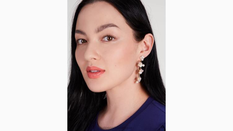 boucles d'oreilles linéaires à déclaration de pensée précieuse Kate Spade femmes accessoires D82881118 blanc multi/or