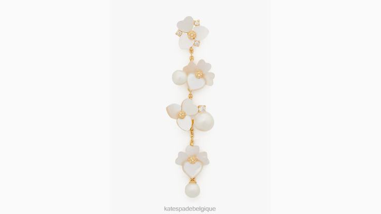 boucles d'oreilles linéaires à déclaration de pensée précieuse Kate Spade femmes accessoires D82881118 blanc multi/or