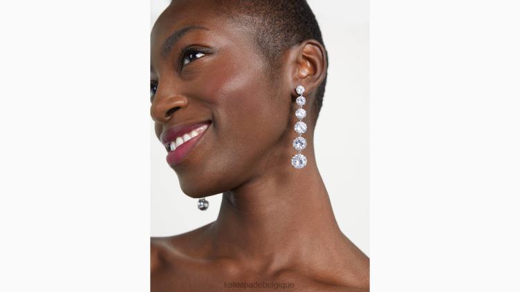 boucles d'oreilles linéaires de magasin de bonbons Kate Spade femmes accessoires D82881229 clair/argent