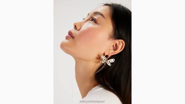 boucles d'oreilles linéaires libellule éblouissantes Kate Spade femmes accessoires D82881081 nacre