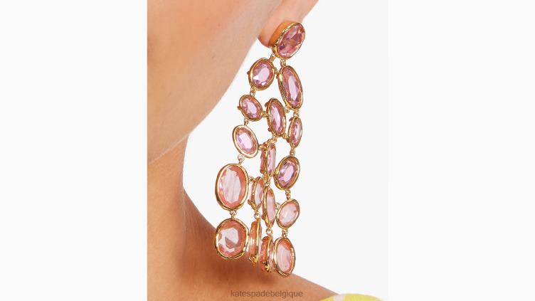 boucles d'oreilles lustre haute brillance Kate Spade femmes accessoires D8288979 rose multicolore