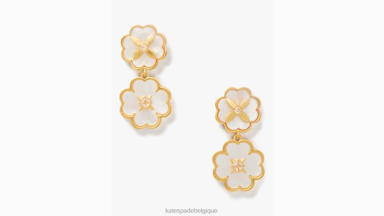 boucles d'oreilles pendantes Heritage Bloom Kate Spade femmes accessoires D82881195 crème/or