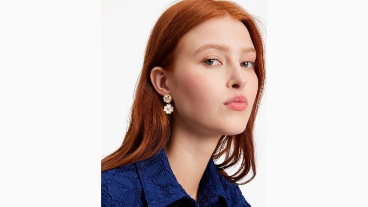 boucles d'oreilles pendantes Heritage Bloom Kate Spade femmes accessoires D82881195 crème/or