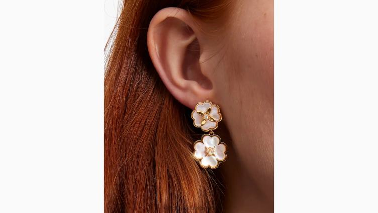 boucles d'oreilles pendantes Heritage Bloom Kate Spade femmes accessoires D82881195 crème/or