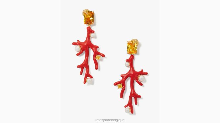 boucles d'oreilles pendantes en corail au trésor des récifs Kate Spade femmes accessoires D8288989 corail