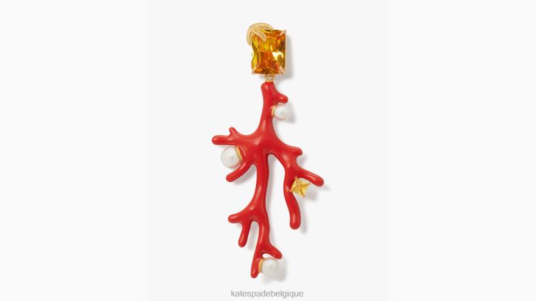 boucles d'oreilles pendantes en corail au trésor des récifs Kate Spade femmes accessoires D8288989 corail