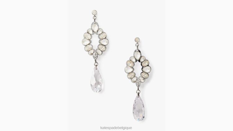boucles d'oreilles pendantes en cristal taillé Kate Spade femmes accessoires D82881255 clair/argent