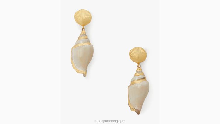 boucles d'oreilles pendantes en forme de coquille de trésor de récif Kate Spade femmes accessoires D8288988 neutre multi