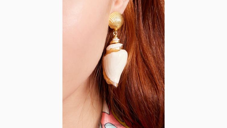 boucles d'oreilles pendantes en forme de coquille de trésor de récif Kate Spade femmes accessoires D8288988 neutre multi