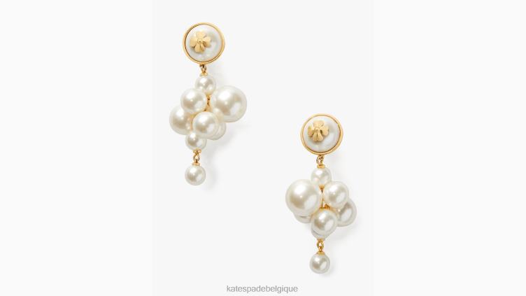 boucles d'oreilles pendantes en grappe de perles sur perles Kate Spade femmes accessoires D82881225 crème/or