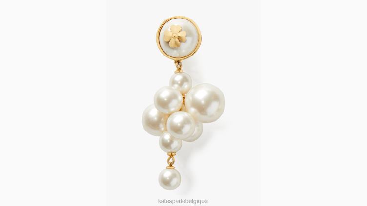 boucles d'oreilles pendantes en grappe de perles sur perles Kate Spade femmes accessoires D82881225 crème/or