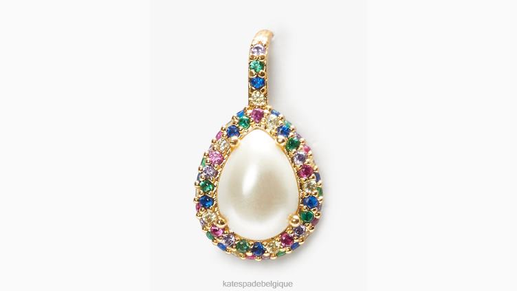 boucles d'oreilles pendantes à halo pavé de déclarations brillantes Kate Spade femmes accessoires D82881084 crème multi