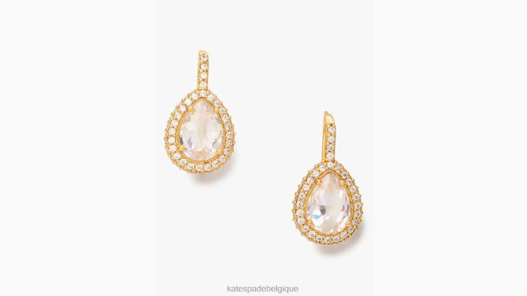 boucles d'oreilles pendantes à halo pavé de déclarations brillantes Kate Spade femmes accessoires D82881115 clair/or