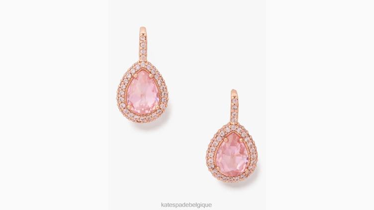 boucles d'oreilles pendantes à halo pavé de déclarations brillantes Kate Spade femmes accessoires D82881138 rose multicolore