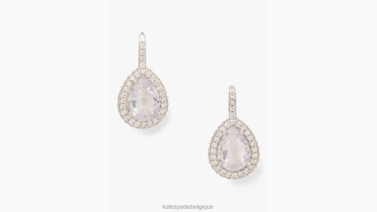 boucles d'oreilles pendantes à halo pavé de déclarations brillantes Kate Spade femmes accessoires D82881163 clair/argent