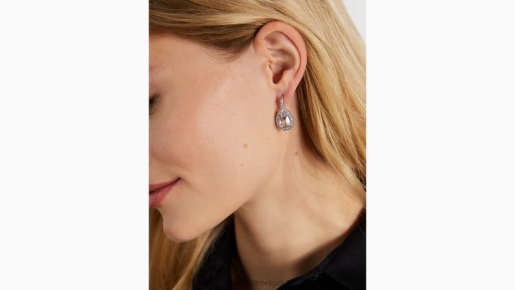 boucles d'oreilles pendantes à halo pavé de déclarations brillantes Kate Spade femmes accessoires D82881163 clair/argent