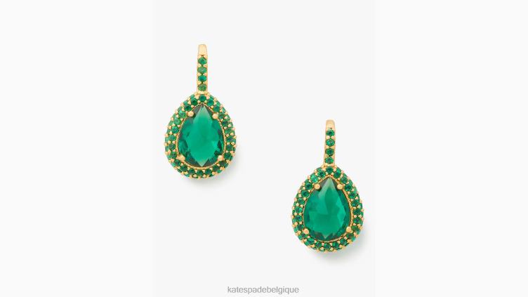 boucles d'oreilles pendantes à halo pavé de déclarations brillantes Kate Spade femmes accessoires D82881174 vert multicolore