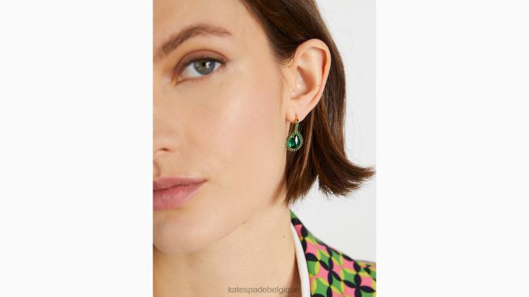 boucles d'oreilles pendantes à halo pavé de déclarations brillantes Kate Spade femmes accessoires D82881174 vert multicolore