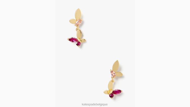 boucles d'oreilles pendantes papillon social Kate Spade femmes accessoires D82881168 rose multicolore