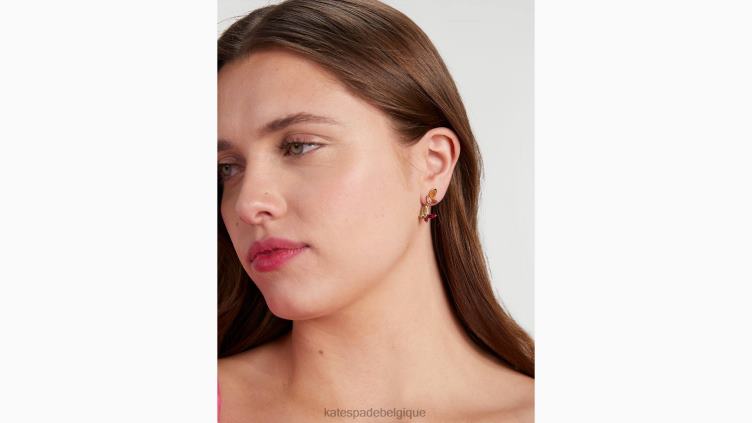 boucles d'oreilles pendantes papillon social Kate Spade femmes accessoires D82881168 rose multicolore