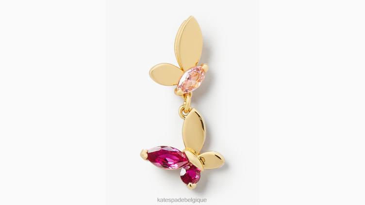 boucles d'oreilles pendantes papillon social Kate Spade femmes accessoires D82881168 rose multicolore