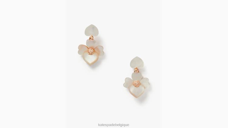 boucles d'oreilles pendantes pensées précieuses Kate Spade femmes accessoires D82881083 crème multi/or rose