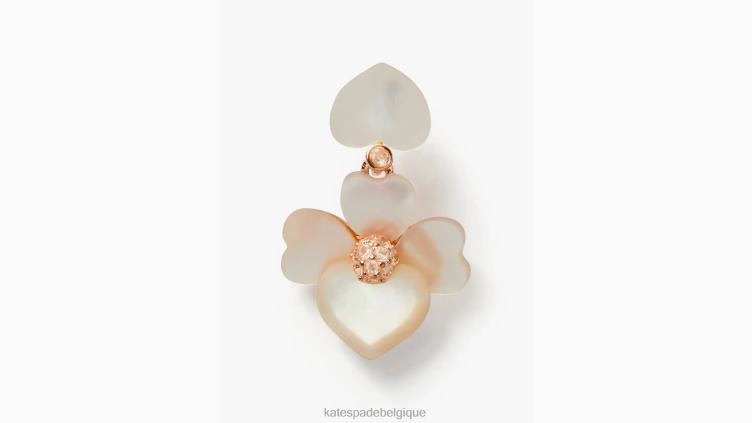 boucles d'oreilles pendantes pensées précieuses Kate Spade femmes accessoires D82881083 crème multi/or rose