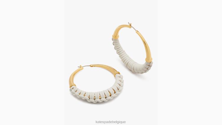 cerceaux en cuir de bohème Kate Spade femmes accessoires D82881219 crème française