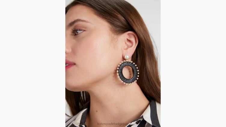 créoles en raphia francesca Kate Spade femmes accessoires D82881146 noir multicolore