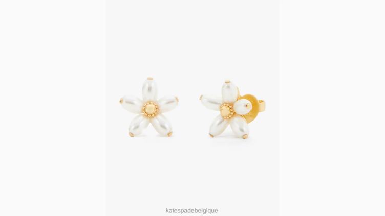 goujons de fleurs de perles fraîchement pressées Kate Spade femmes accessoires D82881006 crème/or