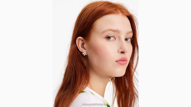 goujons de fleurs de perles fraîchement pressées Kate Spade femmes accessoires D82881006 crème/or